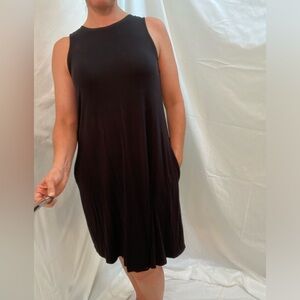 Time And Tru, Basic Black Dress, Comfy with Pockets, Size M (8-10)